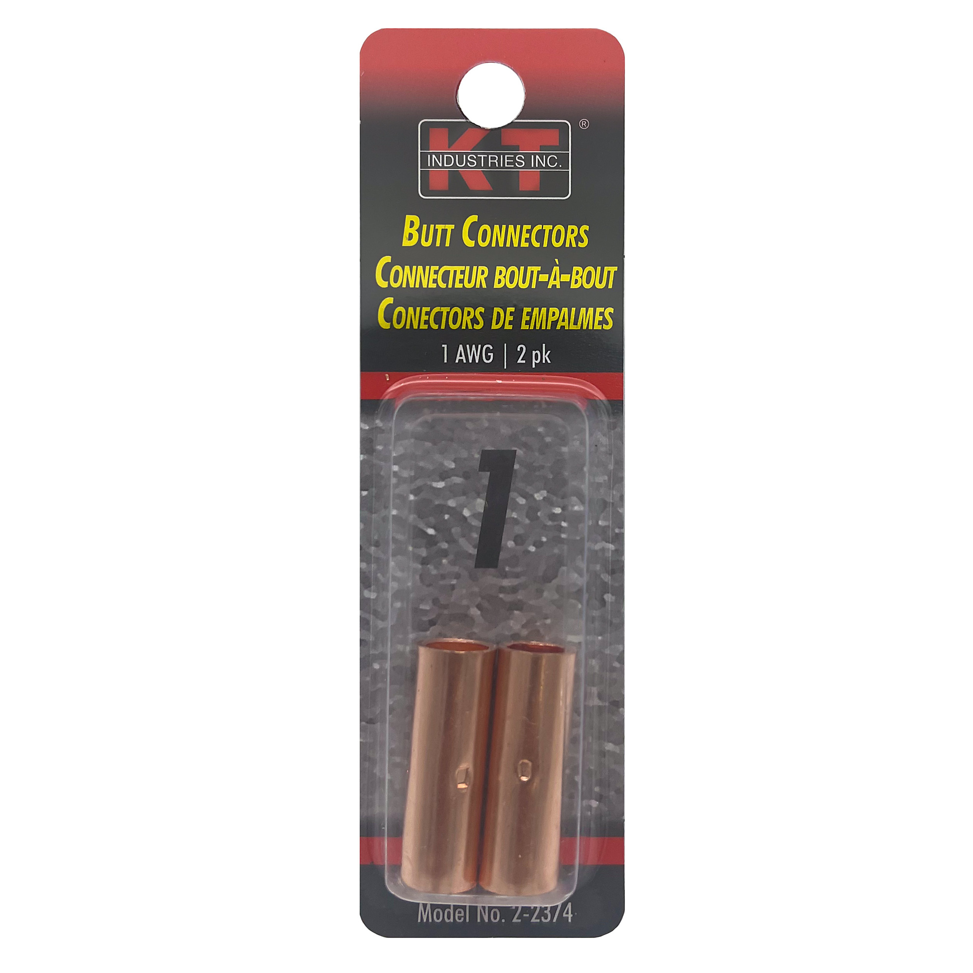 K-T Industries Butt Connector — Size 6, Copper, 2 Pk, Model# 2-2374